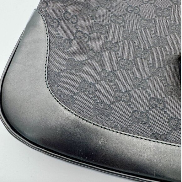 GUCCI JACKIE GG BLACK LEATHER CANVAS SHOULDER BAG - VERY GOOD CONDITION - Picture 10 of 10